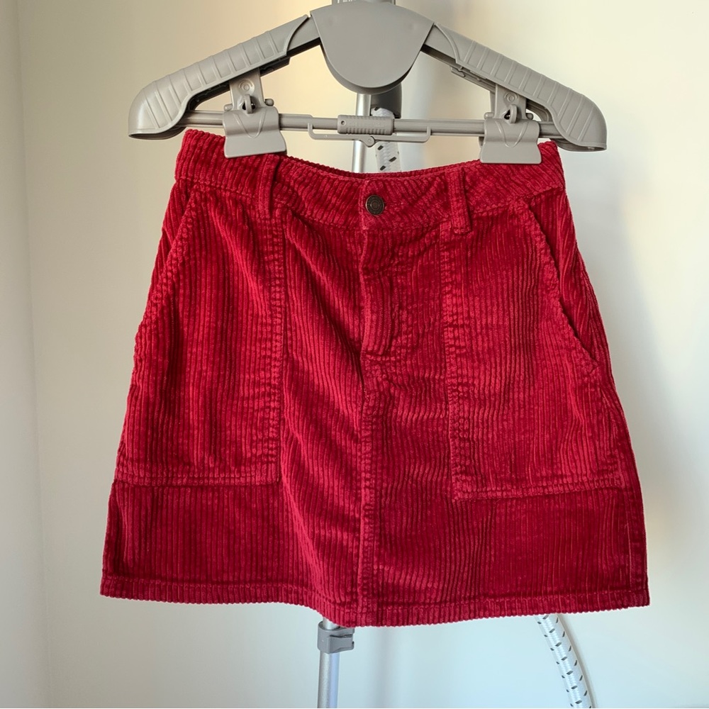 A&F red corduroy mini skirt xxs